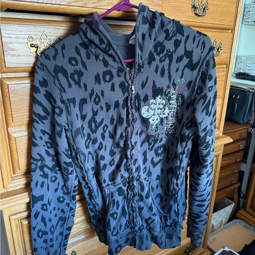 Gray Leopard Print Women's Jacket
